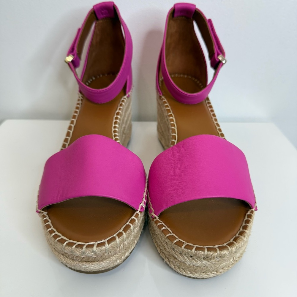 Franco Sarto Pink Leather Clemens Espadrille Wedge Sandal Women’s Size 9 - Picture 9 of 14